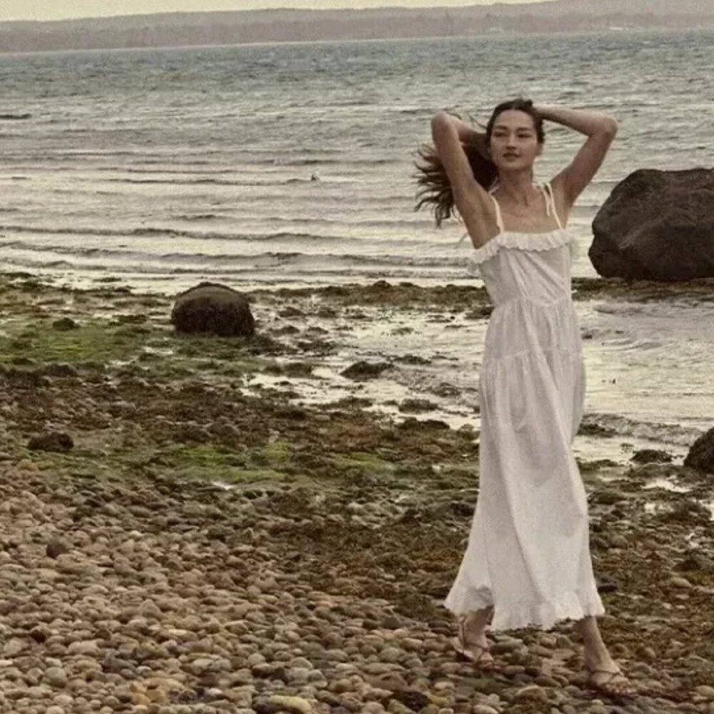 DOEN Vita Dress Size M White Cotton Eyelet